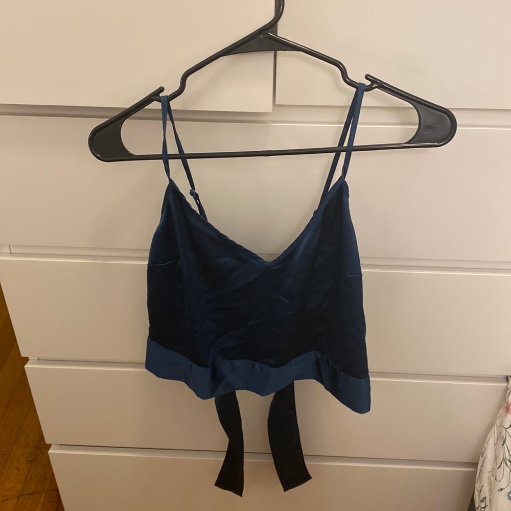 Going out silk blue crop top